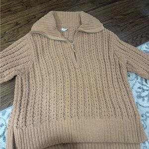 Aerie Camel Cowl Neck Sweater